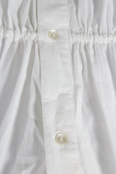 Skall Women White Cotton Shirt Dress Long Sleeve Collared Button Midi Size 36
