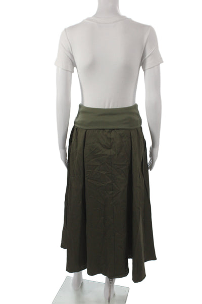Jamie Haller Women Bohemian Green Cotton Button Maxi Skirt Size S