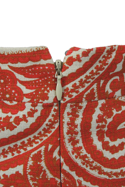 J Crew Womens Orange Paisley Straight Pencil Skirt Cotton Size 4
