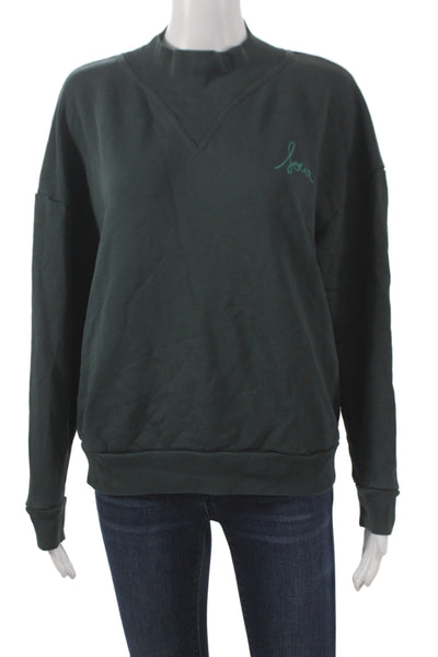Soeur Womens Pullover Mock Neck Cotton Green Long Sleeve Classic Size 38