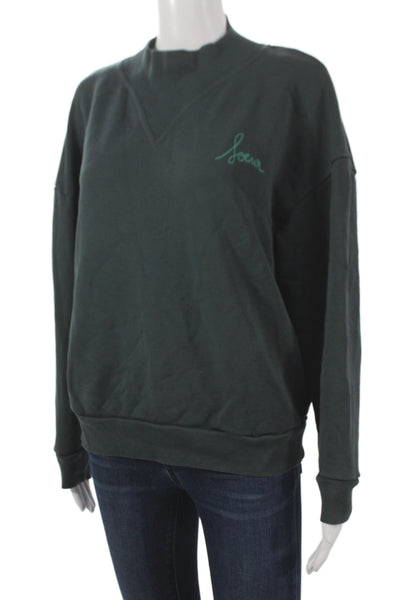Soeur Womens Pullover Mock Neck Cotton Green Long Sleeve Classic Size 38