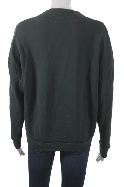 Soeur Womens Pullover Mock Neck Cotton Green Long Sleeve Classic Size 38