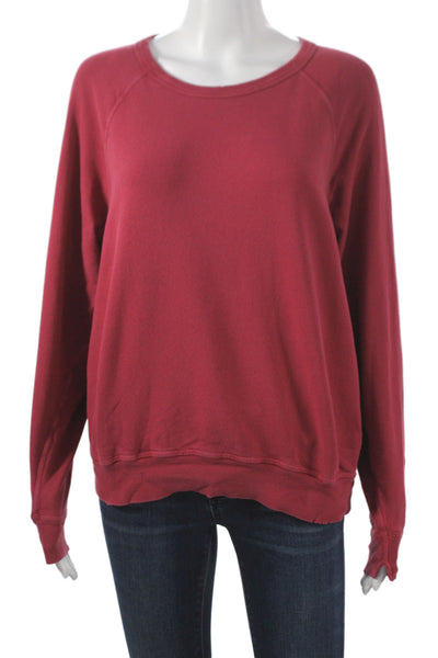 The Great Women Pullover Cotton Crew Neck Long Sleeve Sweatshirt Red Size 1