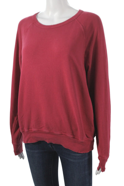 The Great Women Pullover Cotton Crew Neck Long Sleeve Sweatshirt Red Size 1