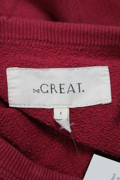 The Great Women Pullover Cotton Crew Neck Long Sleeve Sweatshirt Red Size 1