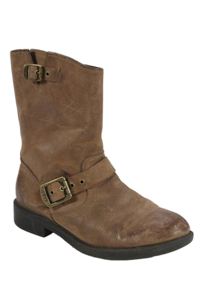 Frye Boys Leather Mid-Calf Boots Brown Size 3