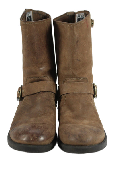Frye Boys Leather Mid-Calf Boots Brown Size 3