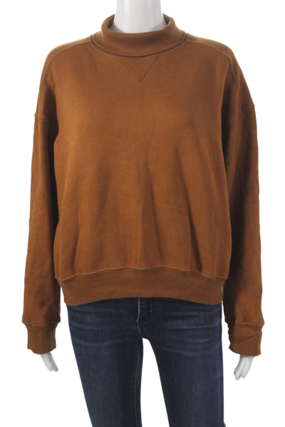Donni Women Brown Mock Neck Pullover Sweatshirt Long Sleeve Size S