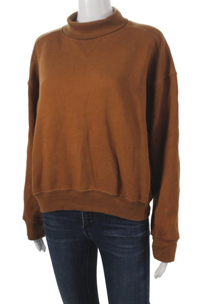 Donni Women Brown Mock Neck Pullover Sweatshirt Long Sleeve Size S