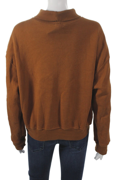 Donni Women Brown Mock Neck Pullover Sweatshirt Long Sleeve Size S