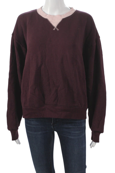 J Crew Women Purple Cotton Crewneck Pullover Sweatshirt Long Sleeve Size S