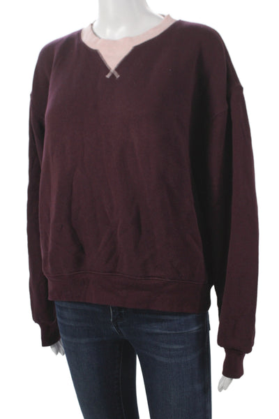 J Crew Women Purple Cotton Crewneck Pullover Sweatshirt Long Sleeve Size S