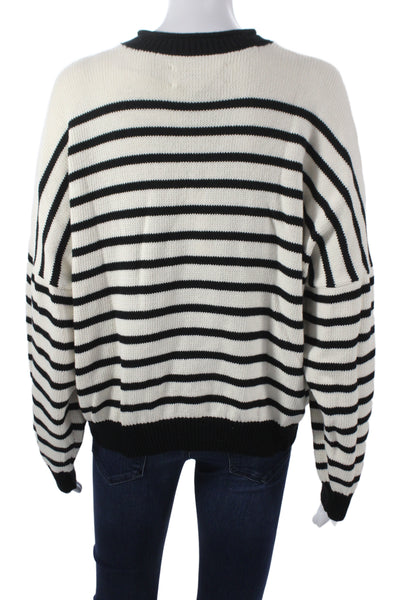 The Great Women Sweater Ivory Striped Long Sleeve Size 1