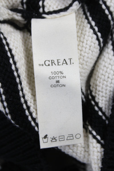 The Great Women Sweater Ivory Striped Long Sleeve Size 1