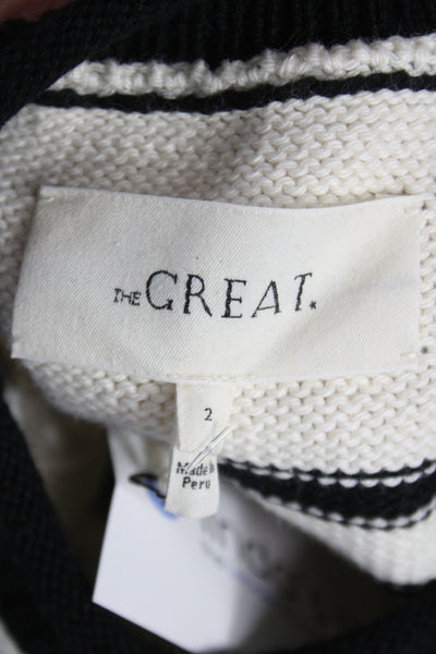 The Great Women Sweater Ivory Striped Long Sleeve Size 1