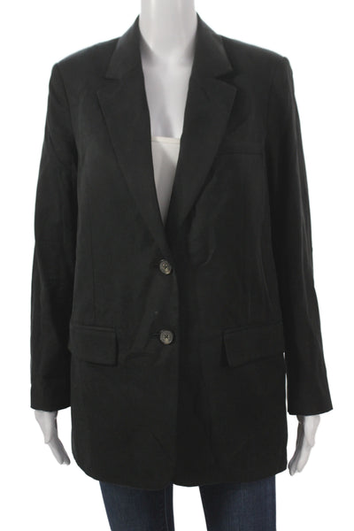 Everlane Womens Black Blazer Buttoned Long Sleeve Tencel Cotton Size 4