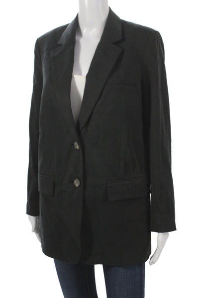 Everlane Womens Black Blazer Buttoned Long Sleeve Tencel Cotton Size 4