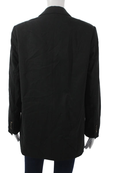 Everlane Womens Black Blazer Buttoned Long Sleeve Tencel Cotton Size 4