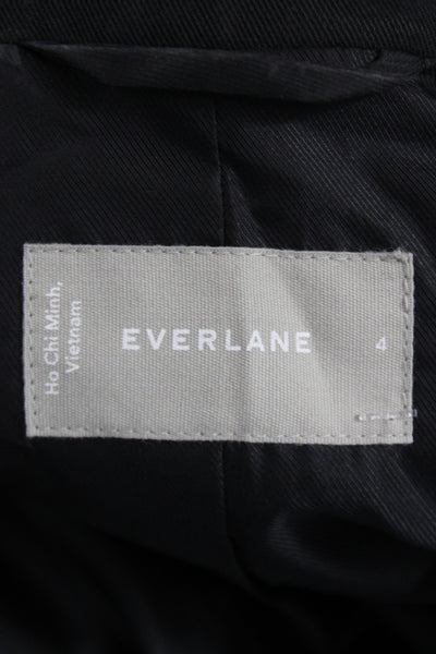 Everlane Womens Black Blazer Buttoned Long Sleeve Tencel Cotton Size 4