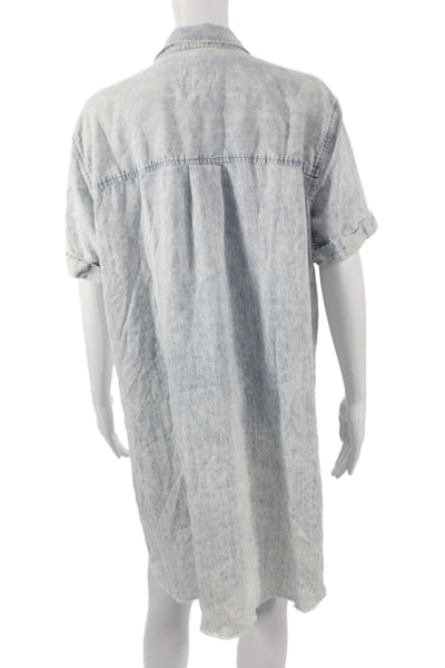 Rails Women Shirt Dress Blue Short Sleeve Lyocell Western Size XL