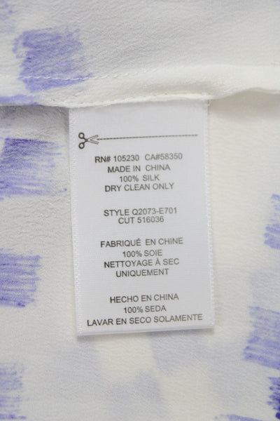 Equipment Femme Womens White Silk Tunic Button Up Collared Sleeveless Size L
