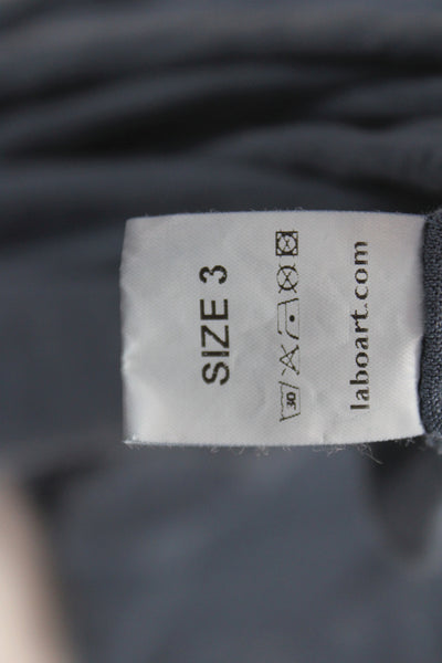 Labo.Art Womens Linen Scoop Neck 3/4 Sleeve Basic T-Shirt Blue Size 3