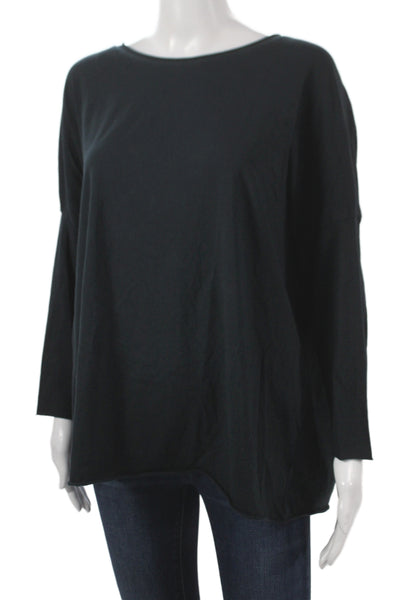 Labo.Art Womens Black Boat Neck Long Sleeve Basic T-Shirt Cotton Size 3