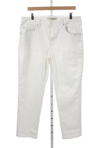 Liverpool Los Angeles Womens Straight Jeans White Cotton Blend Size 14