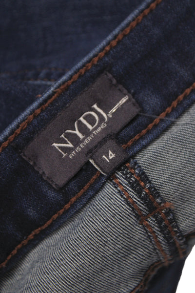 NYDJ Womens Cropped Blue Mid Rise Cotton Blend Jeans Size 14