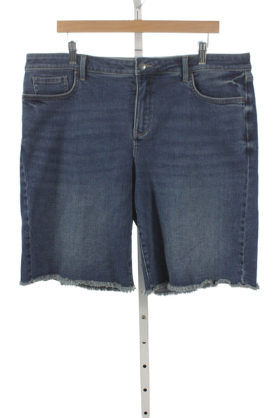 NYDJ Womens Bermuda Shorts Blue Cotton Blend Solid Size 14
