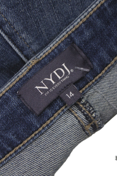 NYDJ Womens Bermuda Shorts Blue Cotton Blend Solid Size 14