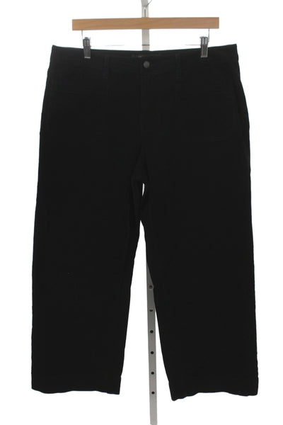 Liverpool Los Angeles Womens Cropped Black Pants Button Cotton Stretch Size 14