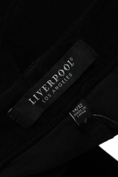 Liverpool Los Angeles Womens Cropped Black Pants Button Cotton Stretch Size 14