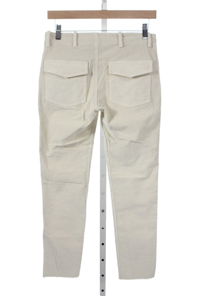 Nili Lotan Women High Rise Cropped Cotton Pants Ivory Zip 28 Inseam Size 00