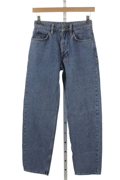 Ksubi Womens Straight Jeans High Rise Blue Button 100% Cotton Size 23