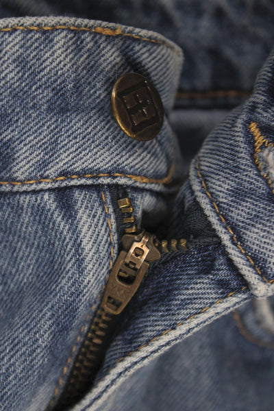 Ksubi Womens Straight Jeans High Rise Blue Button 100% Cotton Size 23