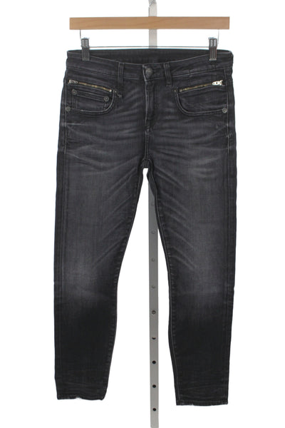 R13 Japanese Fabric Womens Boyfriend Jeans Black High Rise Size 26