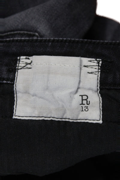 R13 Japanese Fabric Womens Boyfriend Jeans Black High Rise Size 26