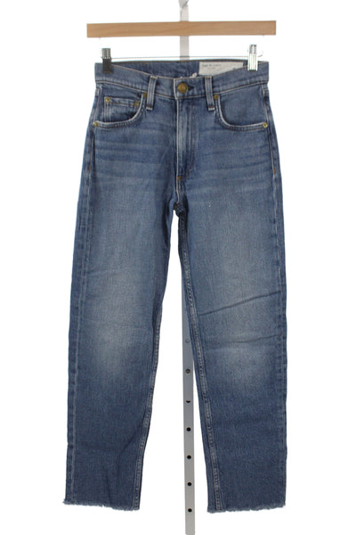 Rag & Bone Womens Straight High Rise Jeans Blue Button Cotton Size 23