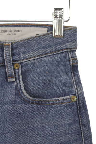 Rag & Bone Womens Straight High Rise Jeans Blue Button Cotton Size 23