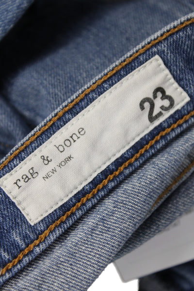 Rag & Bone Womens Straight High Rise Jeans Blue Button Cotton Size 23