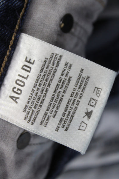 Agolde Womens Blue High Rise Straight Jeans Button Fly Size 23