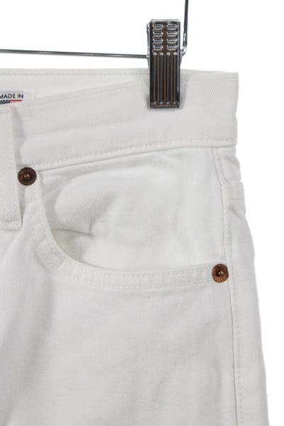 Re/Done Womens Straight Jeans White High Rise Cotton Blend Size 26