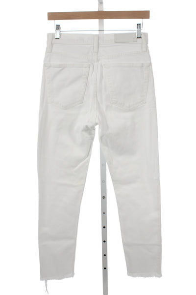 Re/Done Womens Straight Jeans White High Rise Cotton Blend Size 26