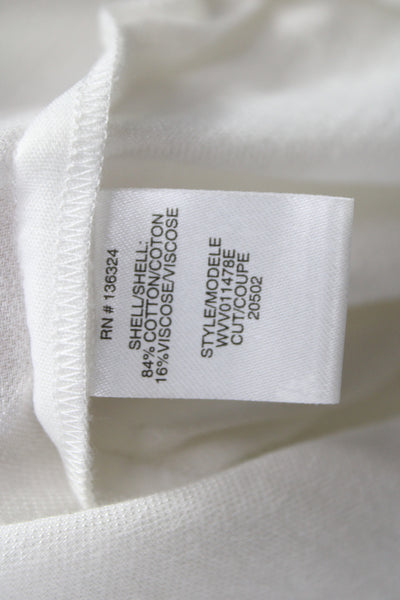Halston Women Tunic Button Up Cotton Collared Long Sleeve White Size 2