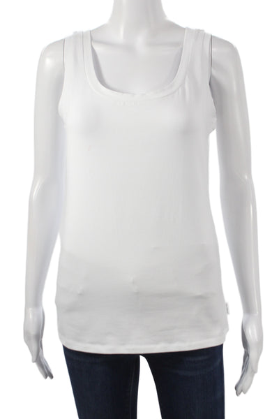 Max Mara Women Basic Cotton Scoop Neck Sleeveless Tank White Size S