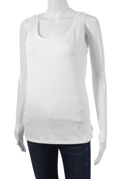 Max Mara Women Basic Cotton Scoop Neck Sleeveless Tank White Size S
