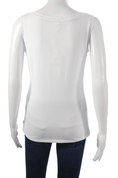 Max Mara Women Basic Cotton Scoop Neck Sleeveless Tank White Size S