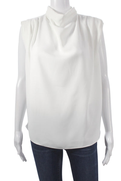 Amanda Uprichard Women White Cowl Neck Sleeveless Basic Blouse Size M