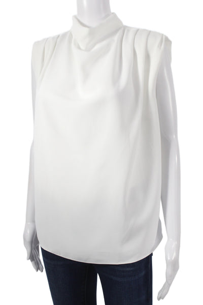 Amanda Uprichard Women White Cowl Neck Sleeveless Basic Blouse Size M